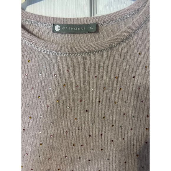 InCashmere In Cashmere Sweater Top XL Extra Large Short Sleeve Crystals $195 - Picture 3 of 6